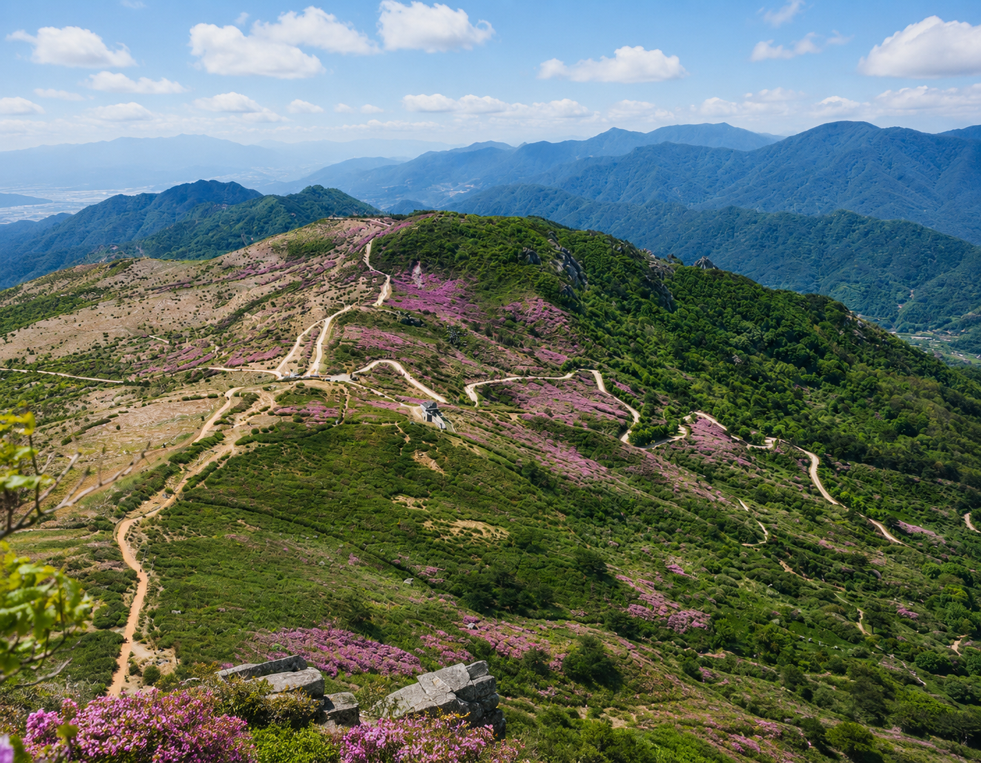 합천 황매산 정상주차장 인근 철쭉 드라이브
