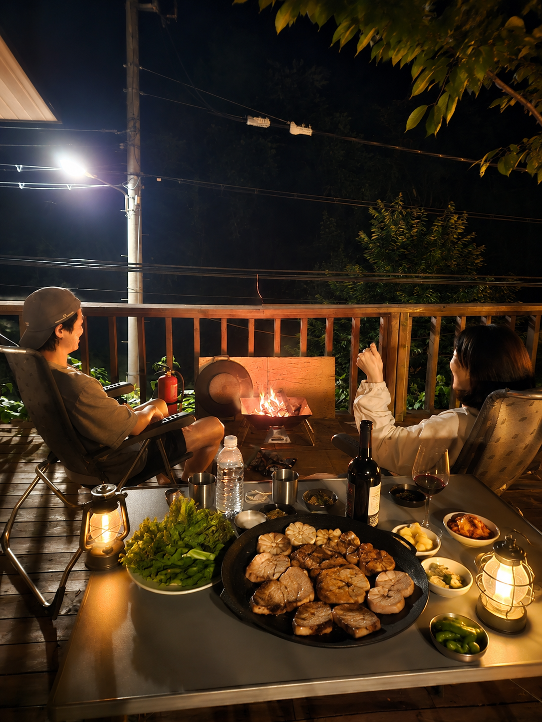 산모랭이펜션 장작 불멍과 평창의 밤