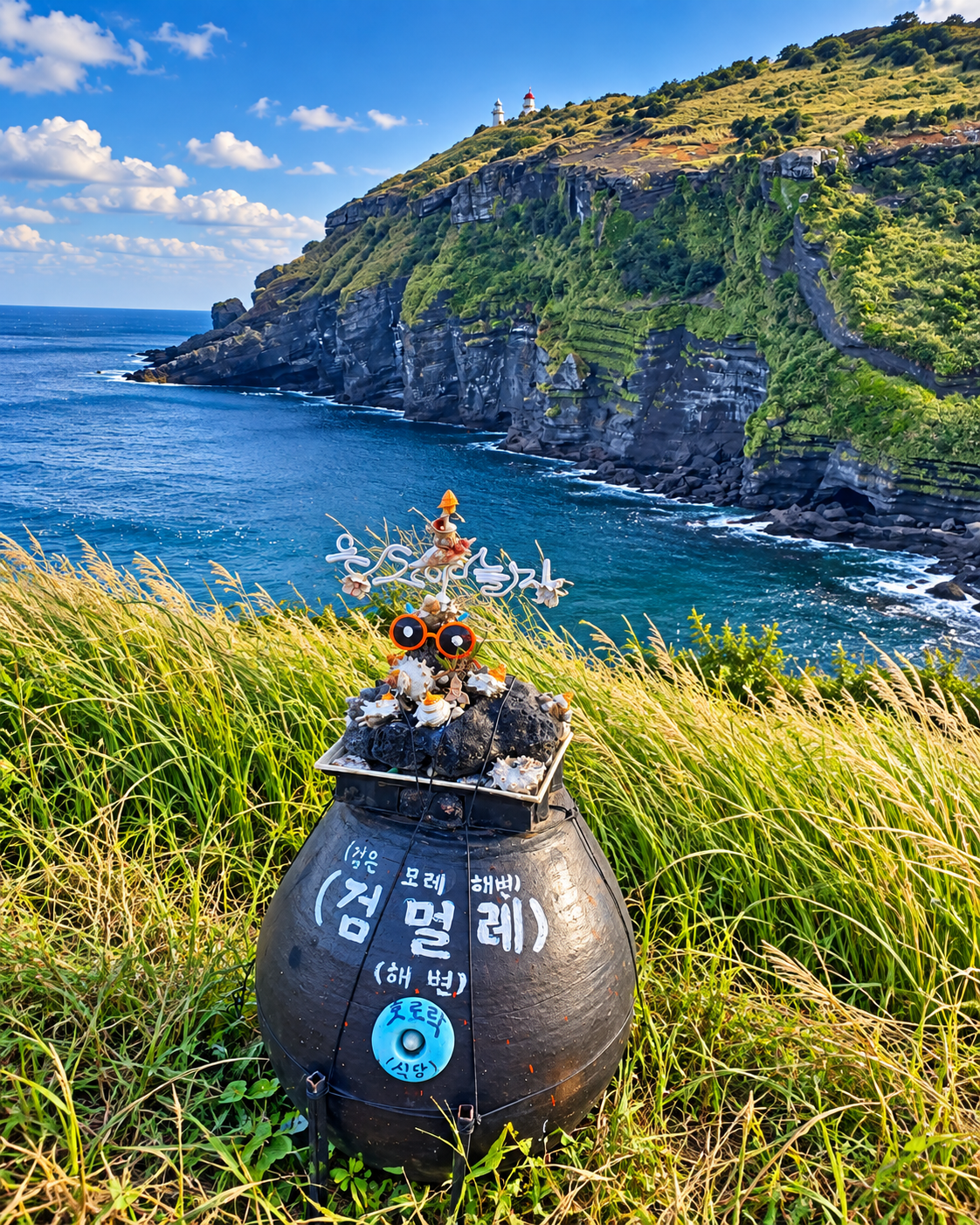검멀레에서 바라본 우도봉 해안 풍경